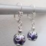 Beaded Deep Purple and Silver Matching Set Necklace and Earrings Image 5