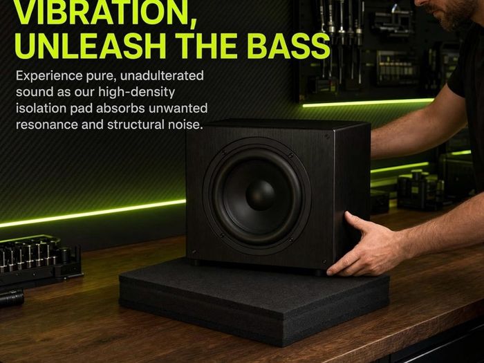 Sound Isolation Pad: Black High-Density Foam & Rubber Vibration Dampening Mat for Subwoofers, Electronic Drums, Home Treadmill, Sewing Machine & Blender(30x30x4.8cm)