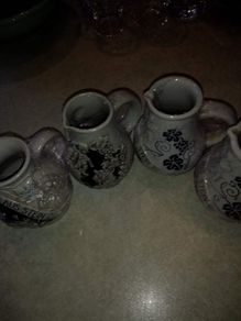Set 4 German Small jug "Fine wine in a Stein by Stein" jug