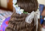 White floral Communion headband headpiece crown