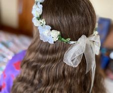 White floral Communion headband headpiece crown