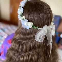 White floral Communion headband headpiece crown