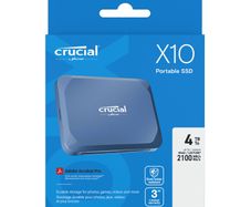 Crucial X10 4TB Portable SSD - Up to 2100MB/s read, 2000MB/s write - PC and Mac - USB 3.2 External Solid State Drive