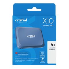 Crucial X10 4TB Portable SSD - Up to 2100MB/s read, 2000MB/s write - PC and Mac - USB 3.2 External Solid State Drive