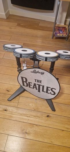 Nintendo Wii beatles rockband drum kit and bass.