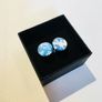 Blue and White glass cufflinks Image 2
