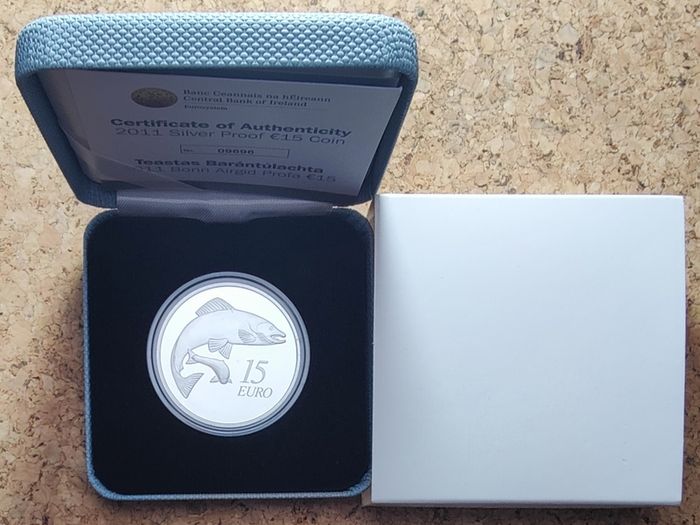 Ireland 15 Euro Silver (.925) Proof Coin 2011 - Salmon - Percy Metcalfe
