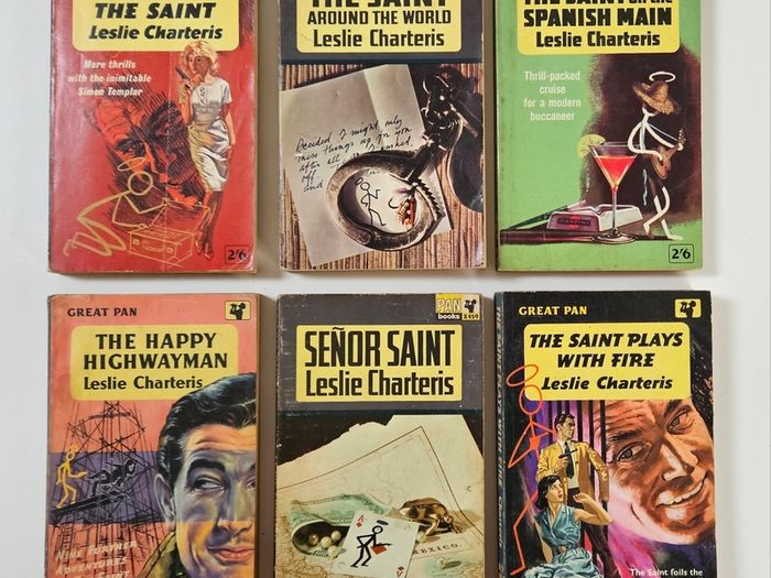 The Saint Books x 6 - Leslie Chartris - Vintage Crime Thriller Pan Paperback Books