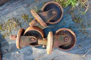 Vintage Flexello Cast Iron Industrial Casters (Set of 3)