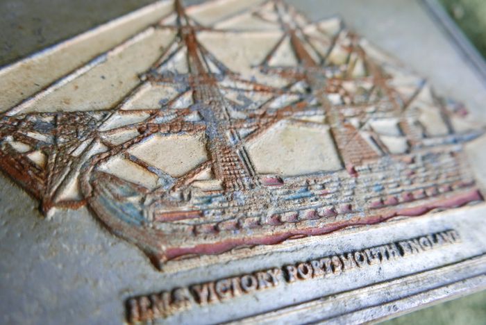 HMS Victory , Portsmouth , Vintage aluminum plate 10" x 6,5"