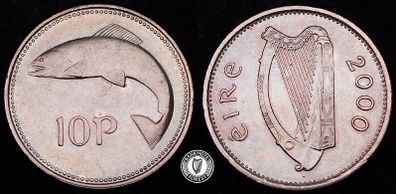 [#2590] - Ireland 2000 | Irish 10p | Ten Pence | Salmon | KM.29 | MS
