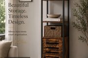 Industrial Tall Storage Cabinet with Door 167 cm Vintage Bookcase Narrow Display Shelf Living Room Kitchen Storage Unit