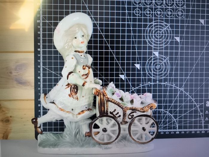 Fine Porcelain Girl With Flower Cart Vintage Lenwile Ardalt Art Ware ROC Japan