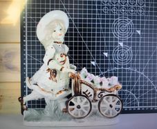 Fine Porcelain Girl With Flower Cart Vintage Lenwile Ardalt Art Ware ROC Japan