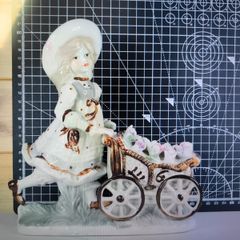 Fine Porcelain Girl With Flower Cart Vintage Lenwile Ardalt Art Ware ROC Japan
