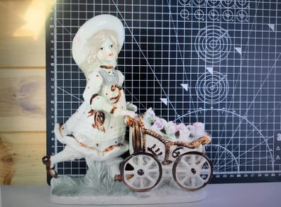 Fine Porcelain Girl With Flower Cart Vintage Lenwile Ardalt Art Ware ROC Japan