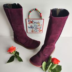 Dr Martens 3B28 burgundy midcalf wedge leather suede boots UK4 EU37 US6