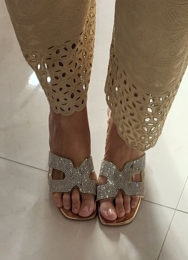 GIVANA bling sliders with perspex heel Sz 40 (Fit 6.5-7UK)