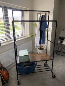 As new Iron clothes rail/shelf on wheels