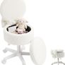 Small Vanity Chair with Wheels, 9L Hidden Storage & Foldable Backrest, Plush Sherpa Fabric Vanity Chair with Bow, Adjustable Height Swivel Dressing Table Stool for Bedroom Makeup Room Image 2