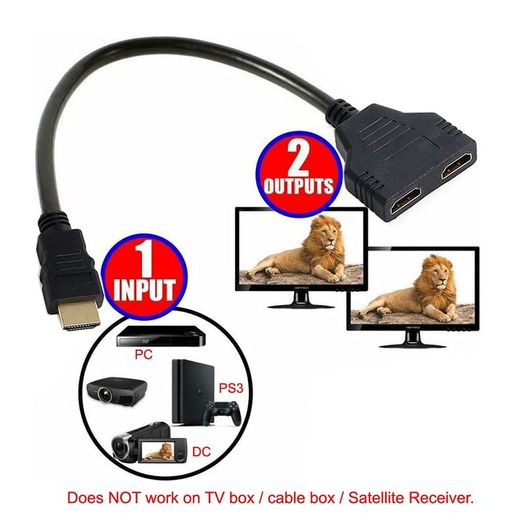 HDMI 4K@60Hz (Male) to 2xHDMI (Female) Splitter Extension Gold Plated Cable Adapter (Brand New/Warranty)