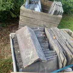 blue bangor slates and cement ridgetiles