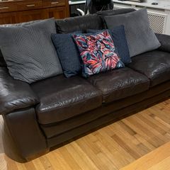 3 + 2 Brown Leather Sofa Set - Excellent Condition