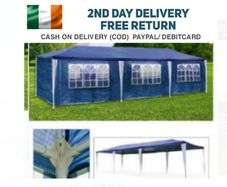 3 x 9 m UV Protection Gazebo Party Tent with 8 Side Panels, Marquee Garden, Market, Wedding and Waterproof Party Tent