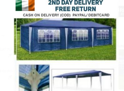 3 x 9 m UV Protection Gazebo Party Tent with 8 Side Panels, Marquee Garden, Market, Wedding and Waterproof Party Tent