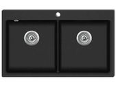 Overmount Kitchen Sink Double Basin Granite Black