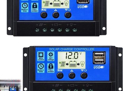 2PCS Solar Charge Controller 30A 12V 24V LCD