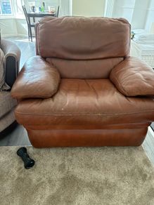 Leather electric recliner.