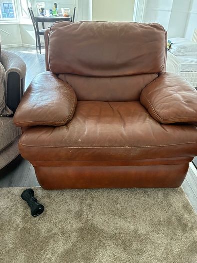 Leather electric recliner.