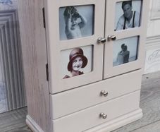 Wooden armoire Jewellery organiser with drawers and photo frame doors