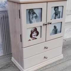 Wooden armoire Jewellery organiser with drawers and photo frame doors