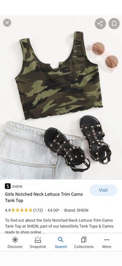 SHEIN girls Army style crop top