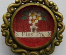 Antique Religious Reliquary Relic  Reliquary S.Pius Pp. X Pope Pius