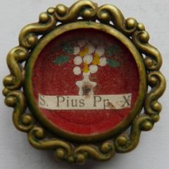 Antique Religious Reliquary Relic  Reliquary S.Pius Pp. X Pope Pius