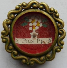 Antique Religious Reliquary Relic  Reliquary S.Pius Pp. X Pope Pius