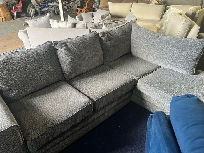 Grey corduroy corner sofa set