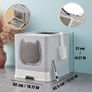FREE EXPRESS SHIPPING Kitten Cat Litter Tray with Lid, Little Devil Design Front Door Foldable Litter Box for Small Cats & Rabbits Image 2