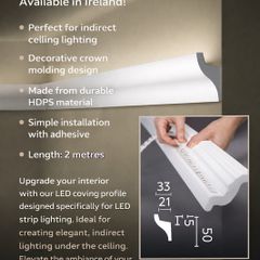 LED Lighting Coving DL50 Indirect LED Ceiling Moulding  2m Length