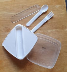 New School Lunch Box with Cutlery - BPA Free - Size in Pics - #