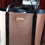 River Island Brown Monogram Tote Bag with Black Trim Brand New Image 2