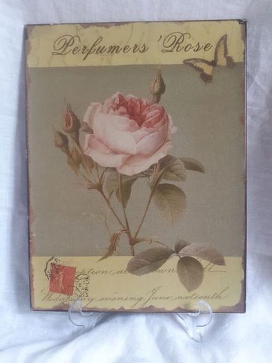 Vintage Enamel Rose Wall Plaque