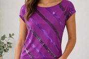 Ladies Purple Sequin Top: Size 8
