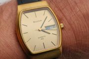 Vintage Bulova Swiss Quartz  Accuset  Day/Date  Gold-Tone Watch