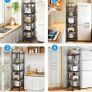 5 Tier Metal Shelving Unit, 360 Swivel Wheels for Kitchen Thick steel rack, 42.5x31x151H, 8cm adjust, 75kg, anti-slip fixed feet & easy-roll wheels, sturdy, for bath, garage, office Image 7