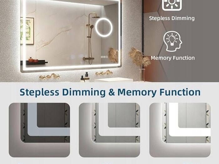 LED Bathroom Mirror 70x100cm Bluetooth Demister Dual LED Makeup Ensuite Vanity Light Memory Function