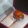 935 high silver large Amber ring Image 2